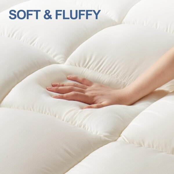 TwinXL Mattress Topper Pillow Top Mattress Cover Quilted Fitted Mattress Protector, Mattress Pad with 8"-21" Deep Pocket, 7D Snow Down Alternative Fill, Beige - Image 3
