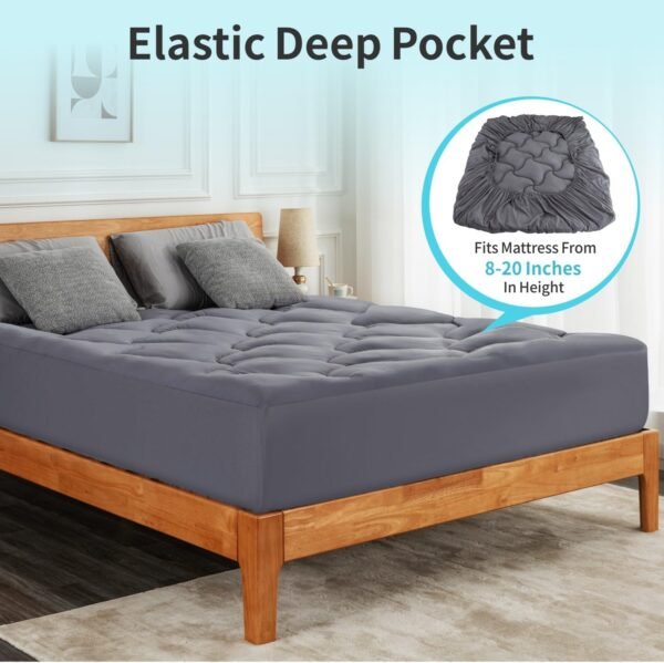 MUUEGM Queen Size Dual Layer 4 Inch Memory Foam Mattress Topper, 3 Inch Gel Memory Foam and 1 Inch Cooling Breathable Pillow Top Protector with Stretchable Pockets for 8-21 inches Mattress, Grey - Image 4
