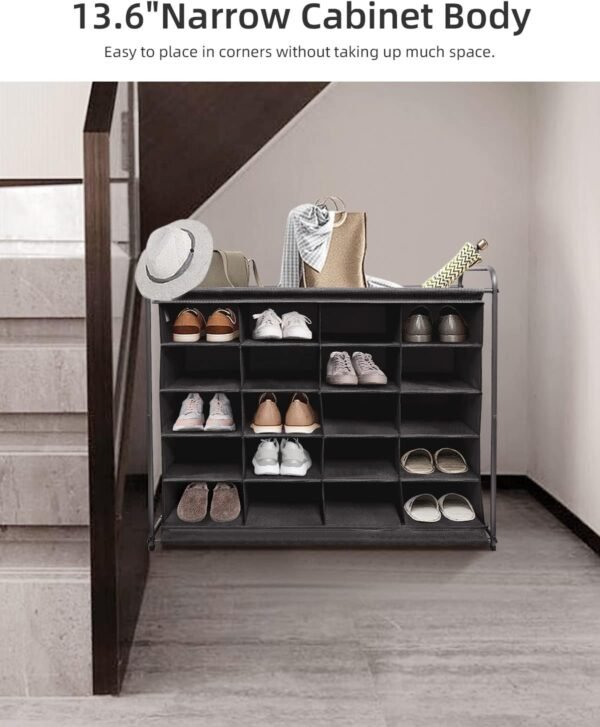 MULISOFT 5-Tier Shoe Cubby with 20-Grid Storage, Shoe Rack Organizer for Maintaining Shoes, Stackable Cubby Shoe Rack, Easy-to-Mobile Shoe Organizer Cubby for Entryway, Closet, Bedroom, Garage, Black - Image 4