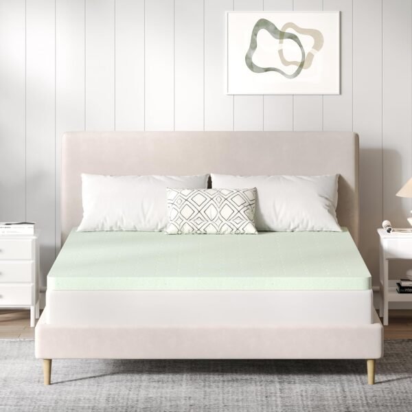 Novilla King Size Mattress Topper, 2 Inch Gel Memory Foam King Mattress Topper for Cool Night Sleep & Enhanced Comfort, CertiPUR-US Certified Foam, Green