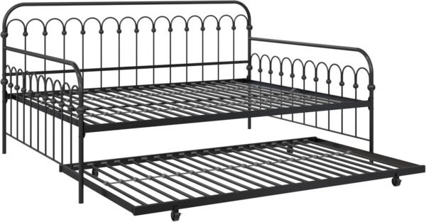 Novogratz Bright Pop Full Metal Daybed with Twin Trundle Bed, Black - Image 8