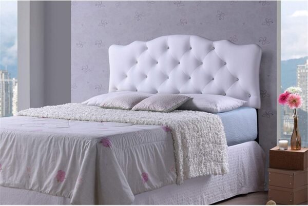 Baxton Studio Rita Modern and Contemporary White Faux Leather Upholstered Button-Tufted Scalloped Twin Size Headboard - Image 2