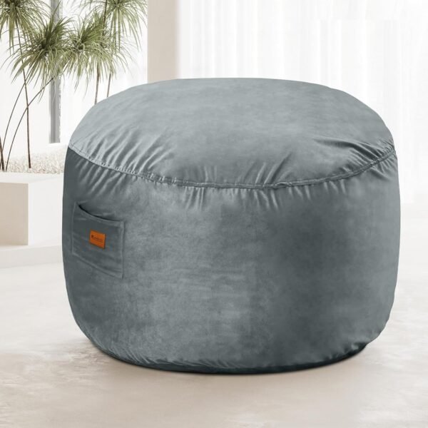 RAINBEAN Bean Bag Chair,Deluxe Velvet Super Soft Lazy Sofa Fur with Memory Foam Filled,Comfortable Adult Bean Bag Chair for Living Room Bedroom College Dorm (28.7in/Grey)