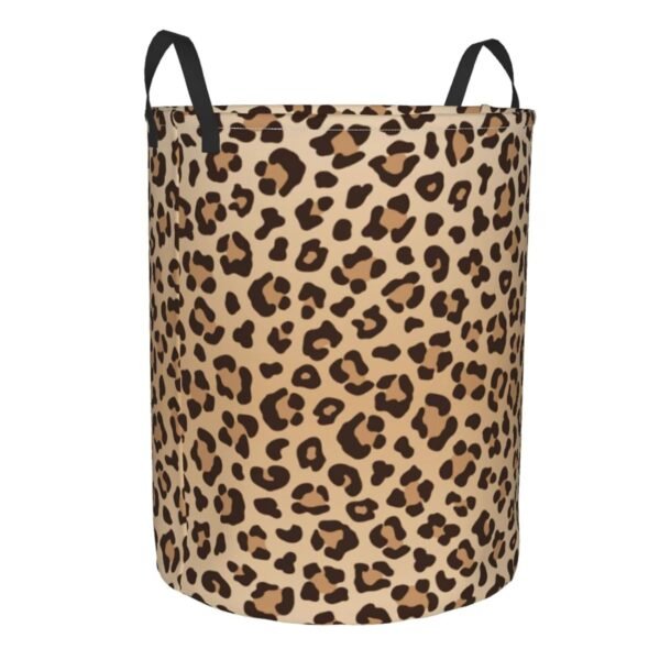 Leopard Print Round Laundry Hamper Animal Skin Texture Storage Basket Toys Clothes Organizer Bin For Home Bathroom Bedroom Dorm Nursery, 62l - Image 2