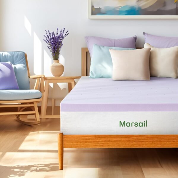 Marsail 3-inch Twin XL Memory Foam Mattress Topper with Lavender Scent, Gel Infused Cooling Mattress Topper, Soft Mattress Topper for Sleeper Sofa, RV, Camper, CertiPUR-US Certified