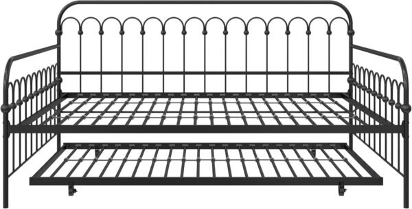 Novogratz Bright Pop Full Metal Daybed with Twin Trundle Bed, Black - Image 6