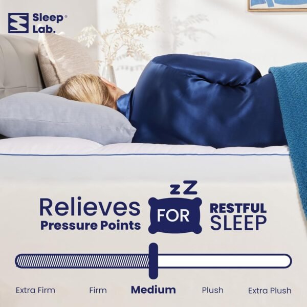 Sleep Lab Dual Layer 4 Inch Memory Foam Mattress Topper - Twin XL Mattress Topper - Cooling Mattress Topper for Back Pain - 2 Inch Cooling Gel Memory Foam, Medium Support + 2 Inch Pillow Top - Image 3
