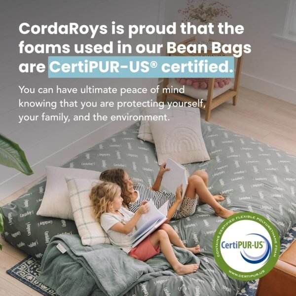 CordaRoy's Faux Fur Bean Bag Cover (Bean Bag Sold Separately) - Cover for Convertible Bean Bag Chair & Bed - Machine-Washable Faux Fur Fabric - for Basement, Living Room - Full Size - Grey - Image 3