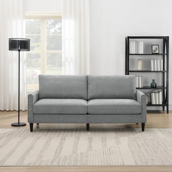 72.8'' Upholstered Modern Sofa, 3 Seater Comfy Couch for Bedroom and Living Room, Designed for Small Spaces, Apartment, Bedroom, Dorm, Office, Easy Assembly (Brushed Fabric, Light Grey) - Image 2