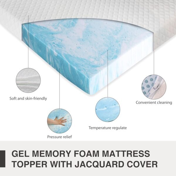 2 Inch Gel Memory Foam Twin XL Mattress Topper with Removable Cover, CertiPUR-US Certified, Cooling Sleep, Pressure Relief, 38"×80"×2" - Image 4