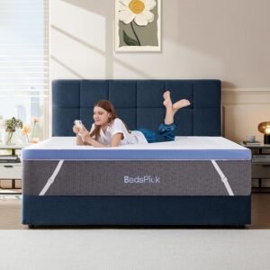 BedsPick Twin Memory Foam Mattress Topper, 3 Inch Twin Bed Topper, Gel Infused Cooling Foam Mattress Topper with Washable Cover, Breathable Soft Plush Mattress Topper for Back Pain Relief, CertiPUR-US