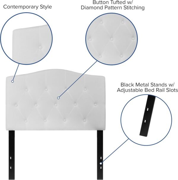 Flash Furniture Cambridge Tufted Upholstered Twin Size Headboard in White Fabric - Image 4