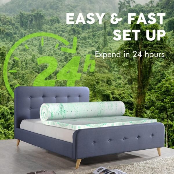 BedsPick Memory Foam Mattress Topper Twin, 2 Inch Thick Gel Infused Bed Toppers for Twin Size Bed, Soft Mattress Pads for Sleeper Sofa, RV, Camper, CertiPUR-US Certified, Green - Image 7