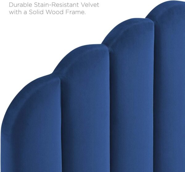 Modway Veronique Channel Tufted Performance Velvet Upholstered King/California King Headboard in Navy - Image 5