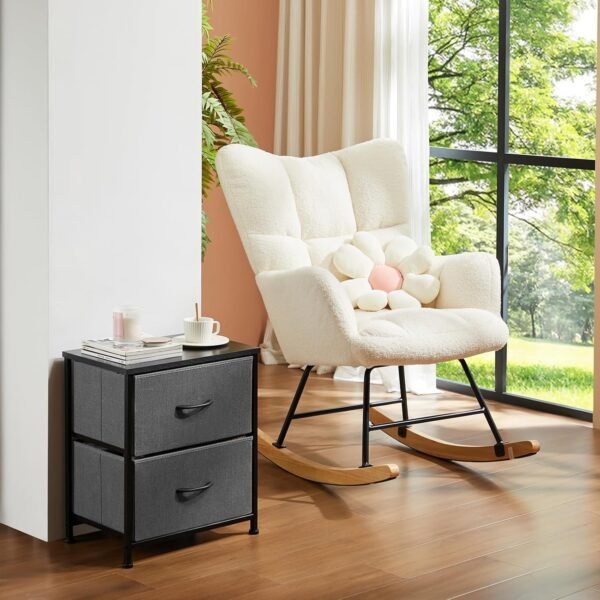 DUMOS Nightstand Small Dresser with 2 Fabric Drawers Side Bedroom End Table Kids Bedside Storage Furniture for 20 inch Tall Night Stand for Closet, Entryway, College Dorm, Grey - Image 8
