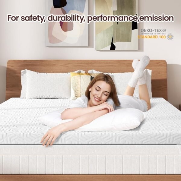 2 Inch Gel Memory Foam Mattress Topper Twin, Plush Foam Mattress Topper, Meidum Soft Foam Bed Topper for Pressure Relief, Removable Cover, CertiPUR-US Certified - Image 3