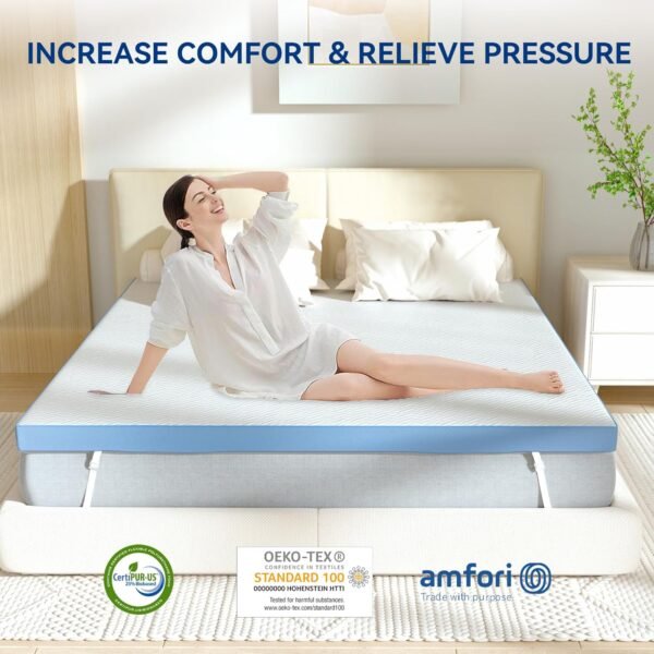 3 Inch Firm Mattress Topper Twin XL Size 39x80 Inch Extra Support, Gel-Infused High-Density Memory Foam Mattress Bed Topper for Pain Relief, CertiPUR-US Certified - Image 5