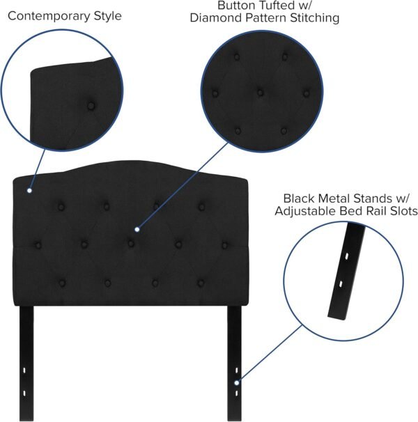 BizChair Tufted Upholstered Twin Size Headboard in Black Fabric - Image 5