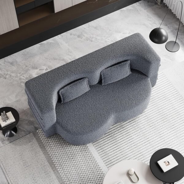 Folding Sofa Bed,15" Full Size Folding Mattress for Living Room,Convertible Teddy Fabric Foam-Filled Pocket Spring Sleeper Sofa Bed (Grey) - Image 2