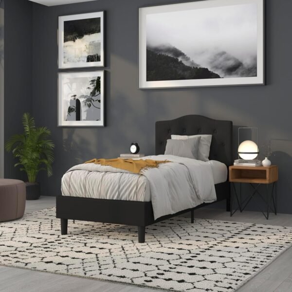 BizChair Tufted Upholstered Twin Size Headboard in Black Fabric - Image 6