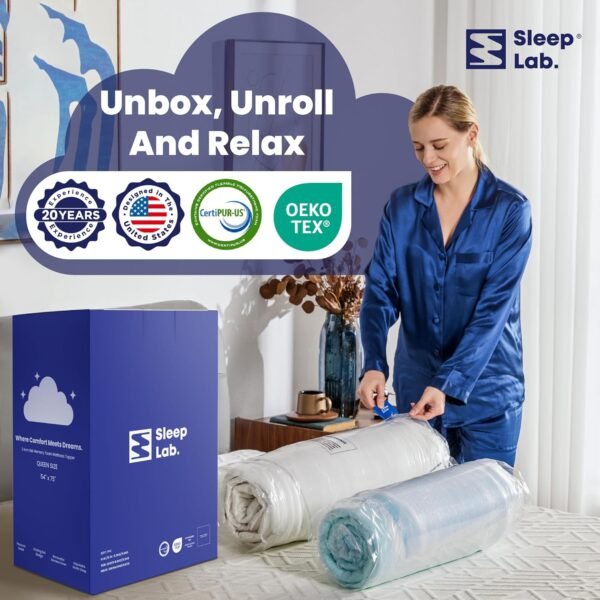 Sleep Lab Dual Layer 4 Inch Memory Foam Mattress Topper - Twin XL Mattress Topper - Cooling Mattress Topper for Back Pain - 2 Inch Cooling Gel Memory Foam, Medium Support + 2 Inch Pillow Top - Image 6