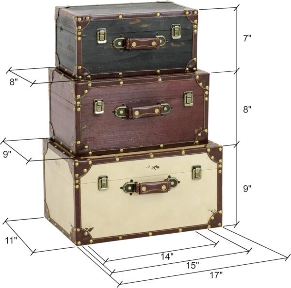 Torrance Wood (Set of 3) Accessories:Boxes & Trunks, Black/White/Red, 3 Count - Image 3