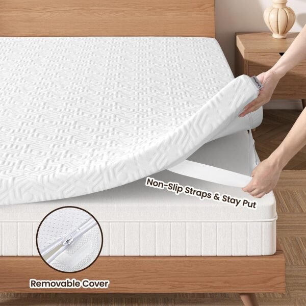 2 Inch Gel Memory Foam Mattress Topper Twin, Plush Foam Mattress Topper, Meidum Soft Foam Bed Topper for Pressure Relief, Removable Cover, CertiPUR-US Certified - Image 7