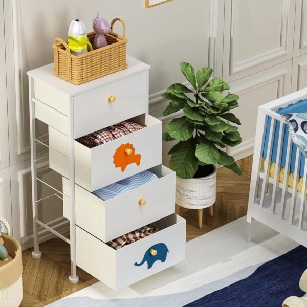 FRAPOW Kids Dresser for Bedroom, Baby Dresser with 4 Fabric Drawers Tall Storage Organizer for Toddler Child with Wood Top Metal Frame for Living Room, Nursery, Closet, Apartment - Image 2