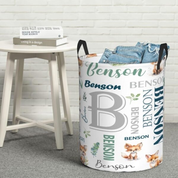 Personalized Fox Baby Laundry Hamper Kids Name Laundry Baby Baskets Waterproof Storage Bin Custom Clothes Nursery Hampers Collapsible Hamper Baby Gift Baskets for Boy Girl - Image 6