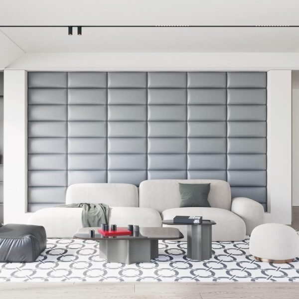 Tbfit Upholstered Wall Mounted Headboard for King Size Bed, Soundproof Peel and Stick Headboards, Tufted Floating Dorm Bed Headboard, Pack of 12 Panels Sized 10” x 24”, Leather Grey - Image 6