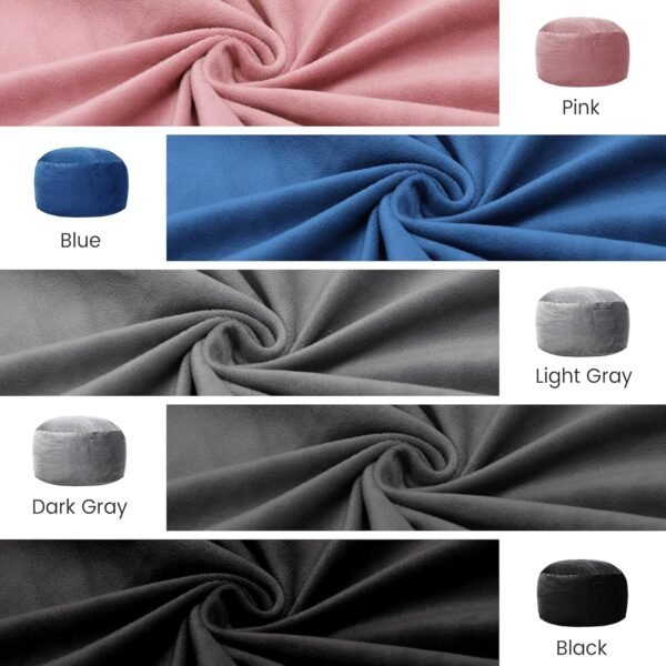 Kromax 3.5 Foot Memory Foam Bean Bag Chair, for Adults, Teens, Kids, Washable Comfy Velvet Suede Cover, Ideal for Dorm, Bedroom, Living Room, Dark Gray - Image 6