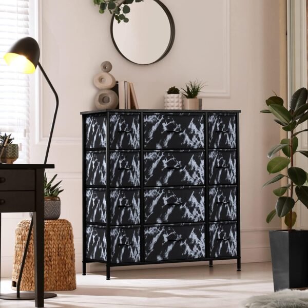 Sorbus Dresser with 12 Drawers - Chest Organizer Unit with Steel Frame Wood Top & Handle Easy Pull Fabric Bins for Clothes - Large Storage Furniture for Bedroom, Hallway, Living Room, Nursery & Closet - Image 2