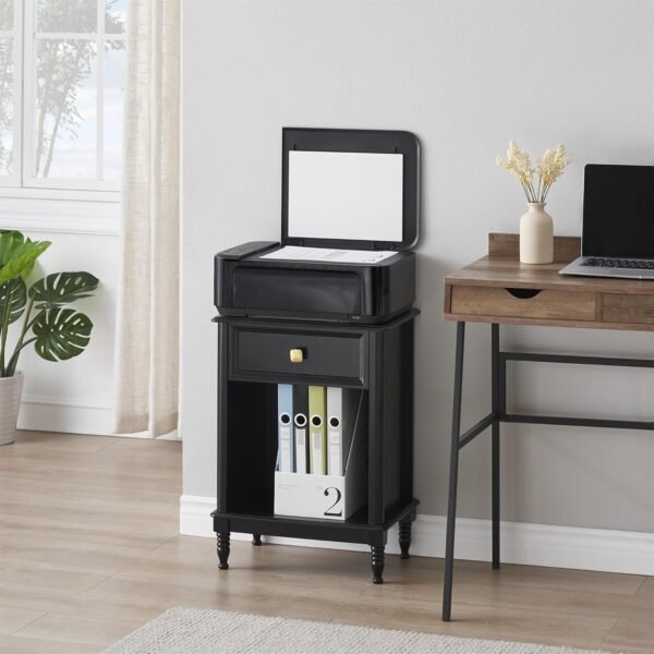 IDEALHOUSE Black Nightstand Bedroom Nightstand with Drawer and Storage Shelf, Modern End Table Side Table for Bedroom Living Room College Dorm - Image 5