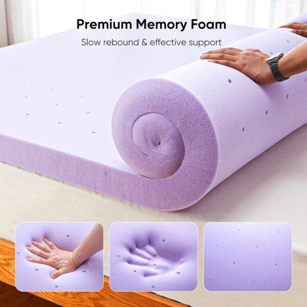 Marsail 3-inch Twin XL Memory Foam Mattress Topper with Lavender Scent, Gel Infused Cooling Mattress Topper, Soft Mattress Topper for Sleeper Sofa, RV, Camper, CertiPUR-US Certified - Image 3