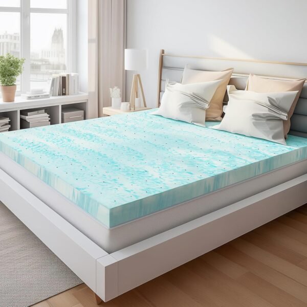 2 Inch Mattress Topper Twin XL Size, Gel Memory Foam Mattress Pad, CertiPUR-US Certified, Ventilated Bed Topper for Pressure Relief Back Pain, Blue