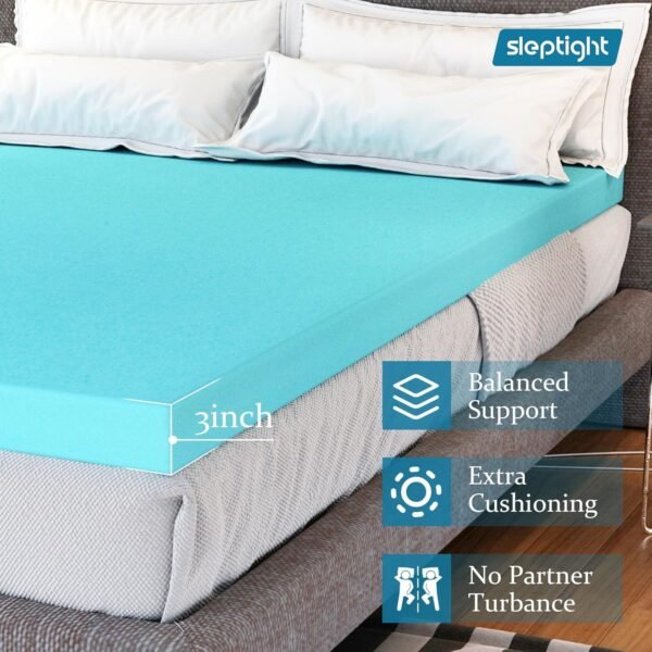 3 inches Foam Mattress Topper Twin XL in a Box，Twin XL Size Bed Topper for Pressure Relief ，CertiPUR-US Certified 80 * 39 inches Mattress Pads Blue - Image 2