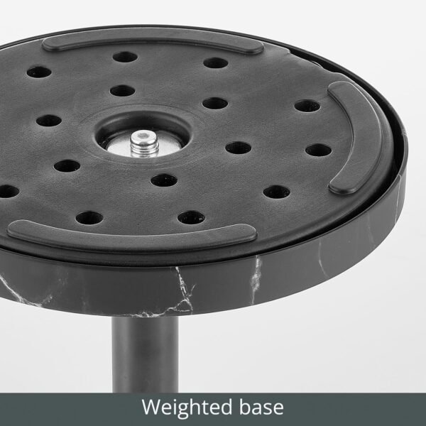 mDesign Glass Top Side/End Drink Table - Small Modern Round Accent Metal Nightstand Furniture for Living Room, Dorm, Home Office, and Bedroom - 9" Round - Clear/Matte Black Marble Print - Image 4