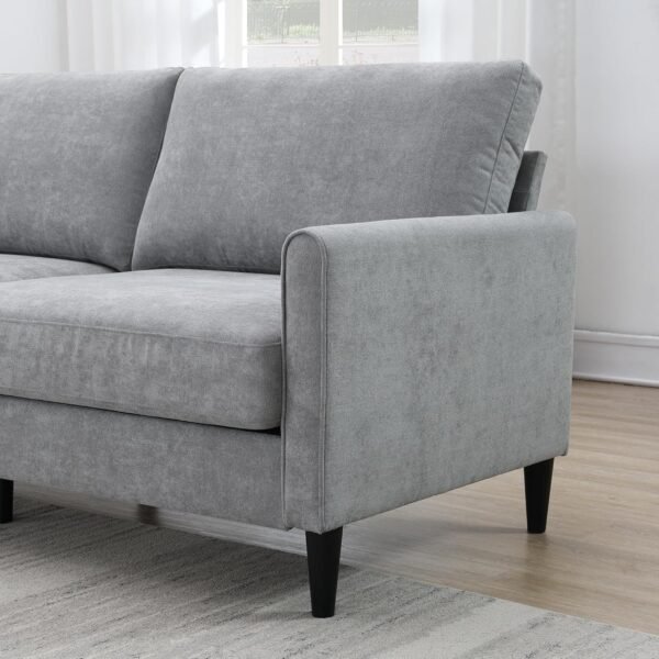72.8'' Upholstered Modern Sofa, 3 Seater Comfy Couch for Bedroom and Living Room, Designed for Small Spaces, Apartment, Bedroom, Dorm, Office, Easy Assembly (Brushed Fabric, Light Grey) - Image 5