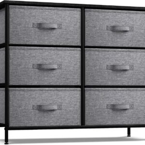 Sorbus Dresser with 6 Drawers – Chest Organizer Unit with Steel Frame Wood Top & Handle Easy Pull Fabric Bins for Clothes – Storage Furniture for Bedroom, Hallway, Living Room, Nursery & Closet