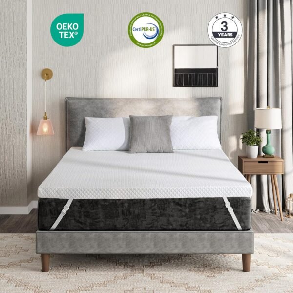 2 Inch Gel Memory Foam Twin XL Mattress Topper with Removable Cover, CertiPUR-US Certified, Cooling Sleep, Pressure Relief, 38"×80"×2" - Image 2