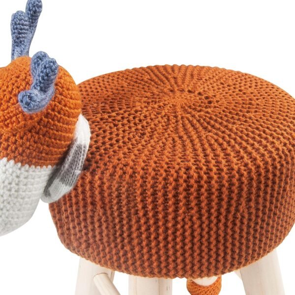 AC Pacific Woodland Deer Stool for Kids, Animal Themed Wooden Ottoman Chair with Soft Plush Fabric, Sturdy Pine Wood Legs, Ideal for Playrooms, Nurseries or Living Rooms, Brown - Image 6