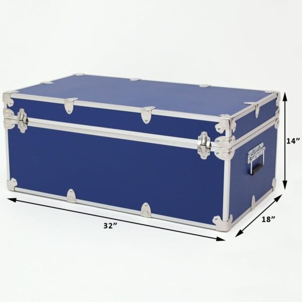 Rhino Trunk & Case Large Essential College Trunk with Wheels - Secure Dorm Storage Chest - Ideal Footlocker for Students - Strong Trunks with 1000+ Pound Sitting Capacity 32"x18"x14" (Royal Blue) - Image 6
