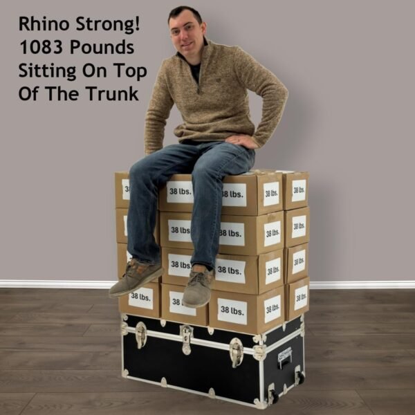 Rhino Trunk & Case Large Essential College Trunk with Wheels - Secure Dorm Storage Chest - Ideal Footlocker for Students - Strong Trunks with 1000+ Pound Sitting Capacity 32"x18"x14" (Royal Blue) - Image 7