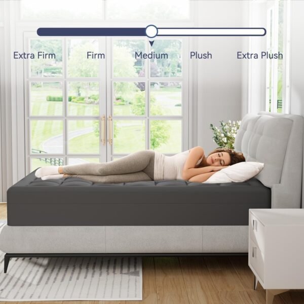 Dual Layer Memory Foam Mattress Topper Twin XL,2 Inch Gel Memory Foam and 1 Inch Cooling Pillow Top Mattress Pad Cover for Back Pain, Medium Support, Viscose Made from Bamboo Cover, Grey - Image 5