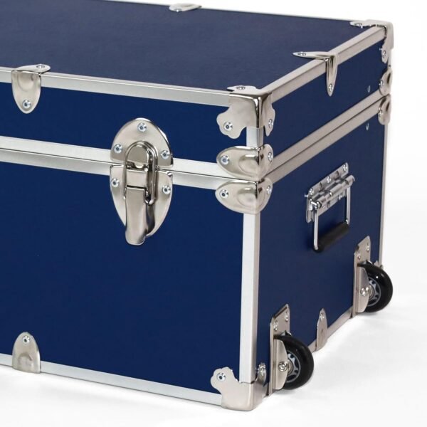 Rhino Trunk & Case Large Essential College Trunk with Wheels - Secure Dorm Storage Chest - Ideal Footlocker for Students - Strong Trunks with 1000+ Pound Sitting Capacity 32"x18"x14" (Royal Blue) - Image 2