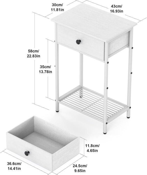 Night Stand Bedside Tables for Small Space Large End Table with Drawers and Shelf Side Table Night Stands with Wood Storage Shelf, Rustic Side Table for Bedroom, Living Room, Study, Office - Image 3