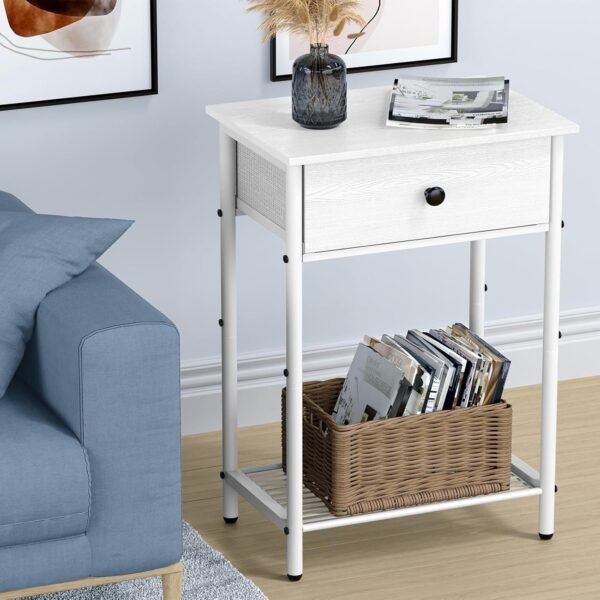 Night Stand Bedside Tables for Small Space Large End Table with Drawers and Shelf Side Table Night Stands with Wood Storage Shelf, Rustic Side Table for Bedroom, Living Room, Study, Office - Image 4