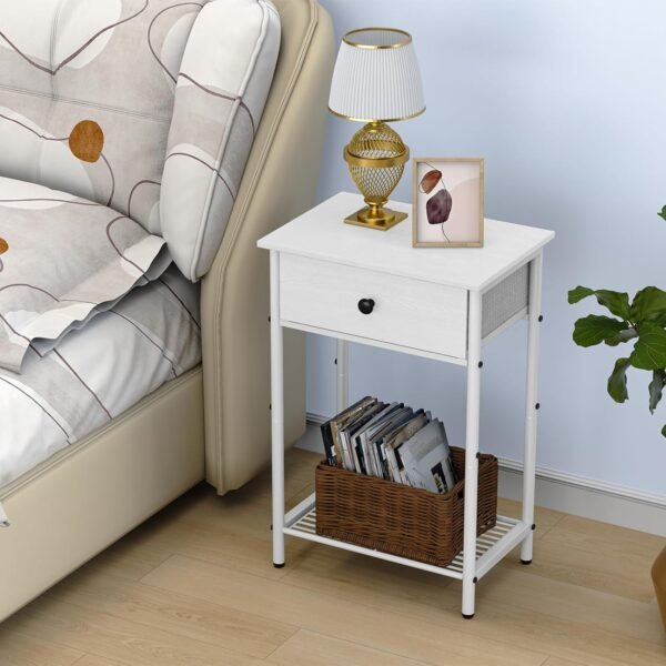 Night Stand Bedside Tables for Small Space Large End Table with Drawers and Shelf Side Table Night Stands with Wood Storage Shelf, Rustic Side Table for Bedroom, Living Room, Study, Office - Image 2