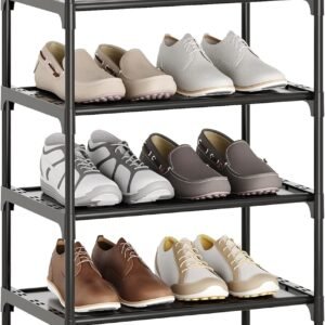 5-Tier Small Shoe Rack,Stackable Shoe Shelf Storage Organizer for Entryway Hallway Closet Bathroom Living Room(Black-5Tier)