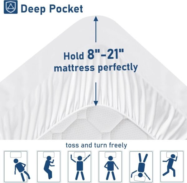 Twin XL Mattress Topper Extra Thick Pillowtop Cooling Plush Mattress Pad Cover Protector with 8-21 Inch Deep Pocket 3D Snow Down Alternative Fill White - Image 5